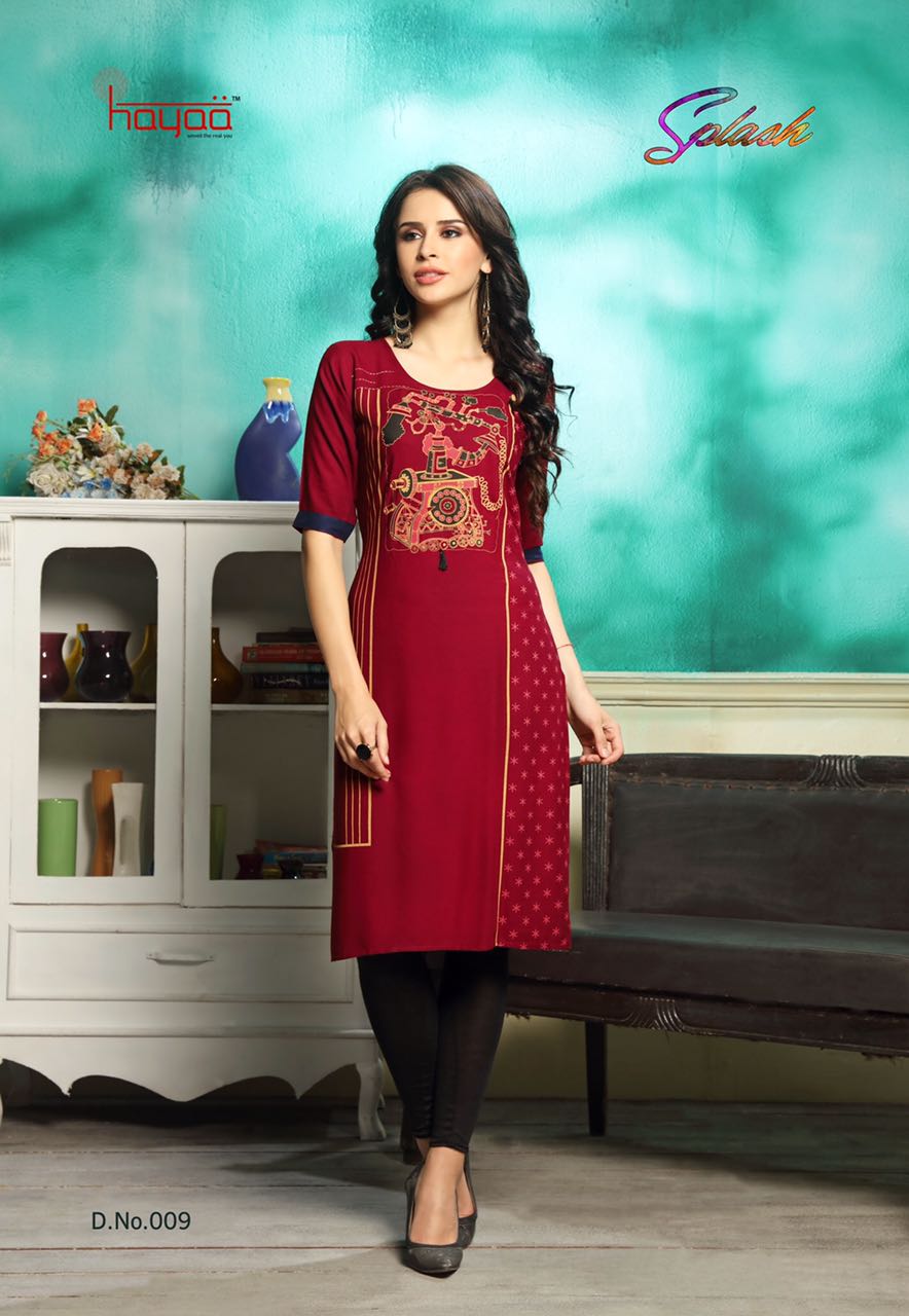 Red Straight Printed Kurti