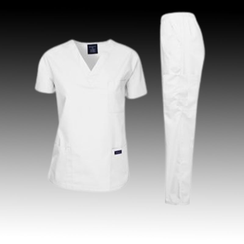 White V Neck Scrub Suit Unisex Nurse Uniform ASMI BOUTIQUE KUWAIT