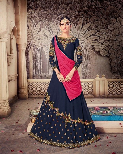 Semistitched Partywear Anarkali Gown