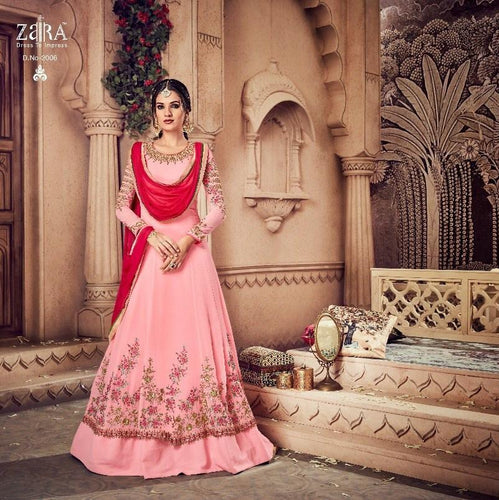 Semistitched Partywear Anarkali Gown