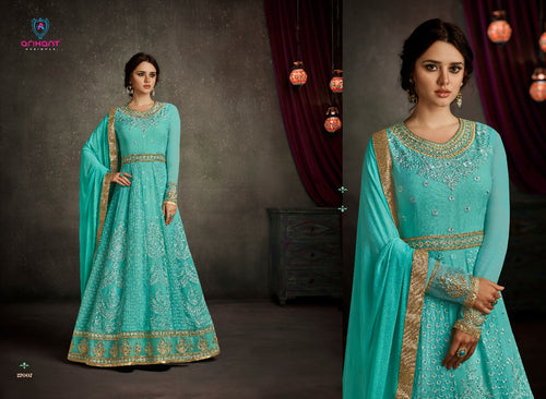 Semistitched Partywear Anarkali Gown