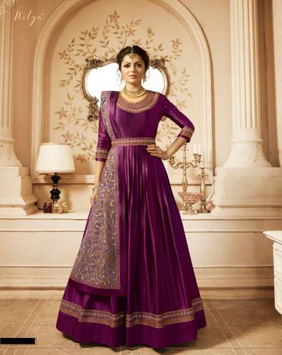 Semistitched Partywear Anarkali Gown