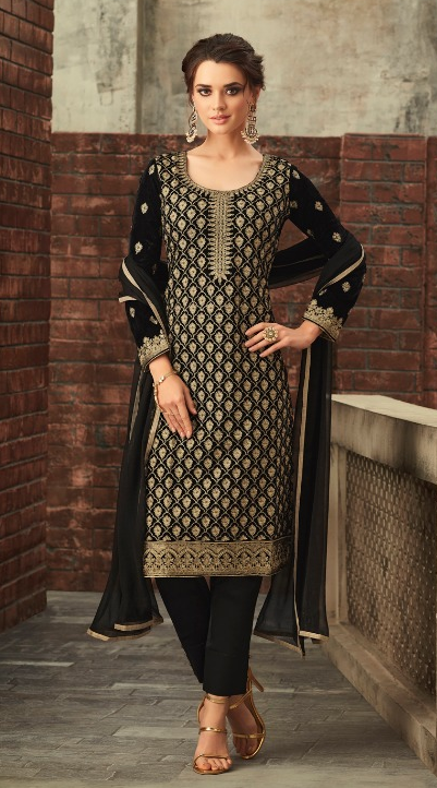 Elegant Velvet Salwar Kameez Dress Material