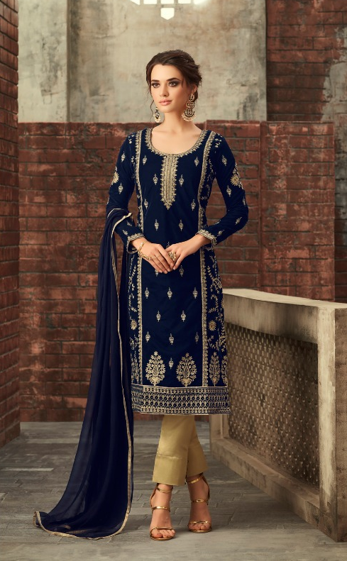 Elegant Velvet Salwar Kameez Dress Material
