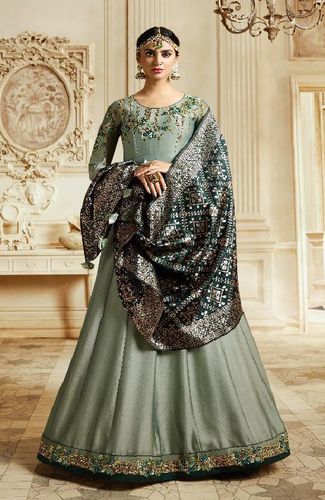 Semistitched Partywear Anarkali Gown
