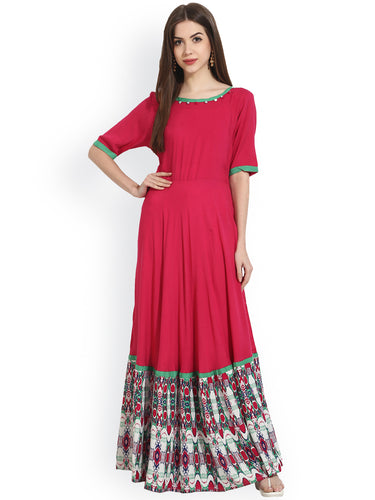 Pink Anarkali Kurti with Printed Detail