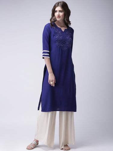 Navi Blue Straight Kurti