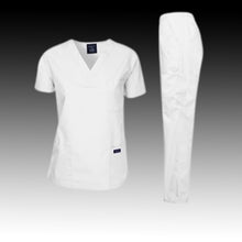 White V Neck Scrub Suit - Unisex Nurse Uniform