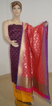 Indian Banarasi Suit dress Material for Women - Top , bottom and Long Silk Dupatta