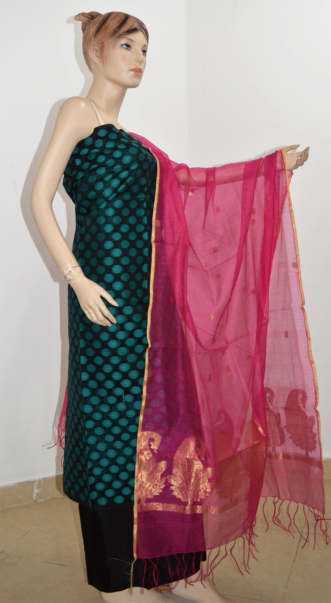 Indian Women Suit dress Material - Top , bottom and Dupatta - Unstitched - Kuwait