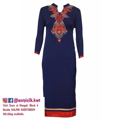 Navy blue kurti in cotton liquid