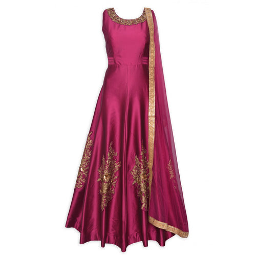 Elegant Partywear Gown with golden patch work